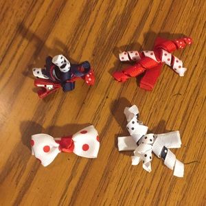 Ribbon red white blue hair clip bow set